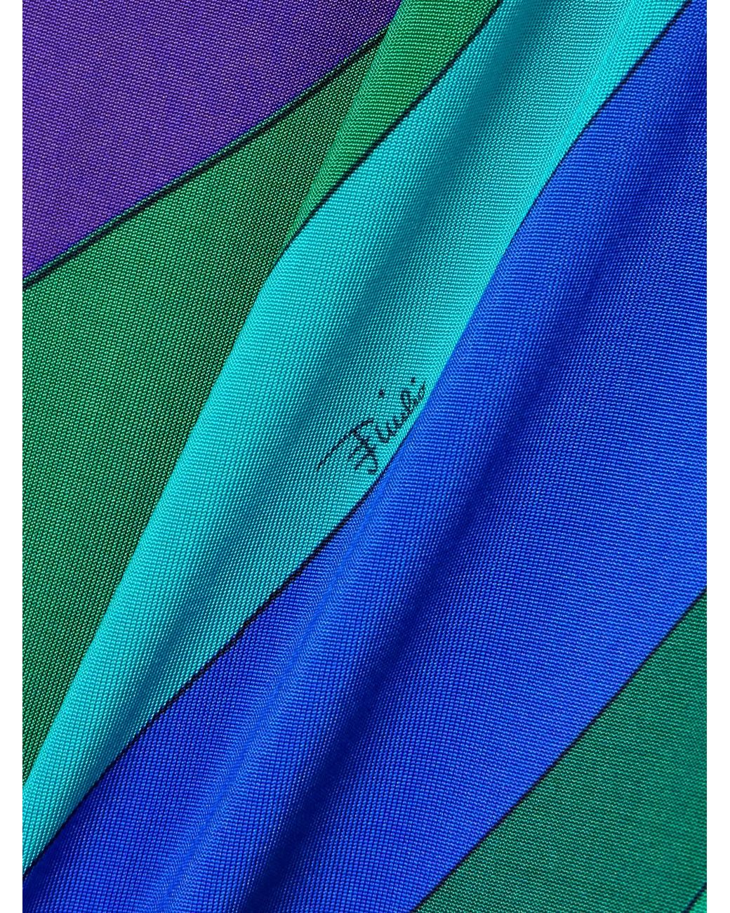 Emilio Pucci Blue Layered Cotton And Silk-Blend And Printed Jersey Maxi Dress
