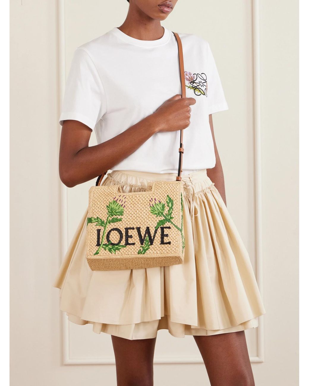 Loewe Natural Paula's Ibiza Small Embroidered Raffia Tote