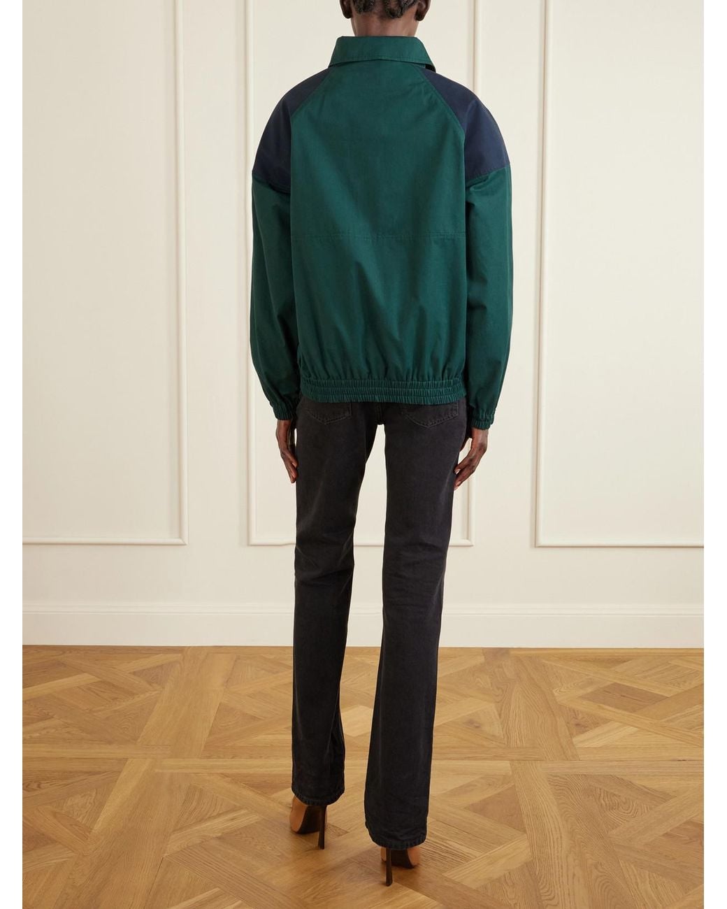 Saint Laurent Green Cotton Half-Zip Jacket