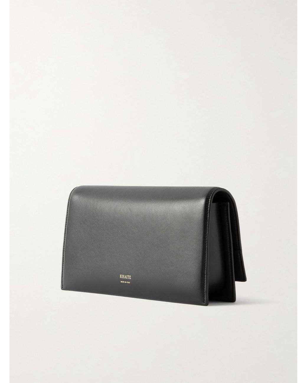 Khaite Black Embellished Textured-Leather Clutch