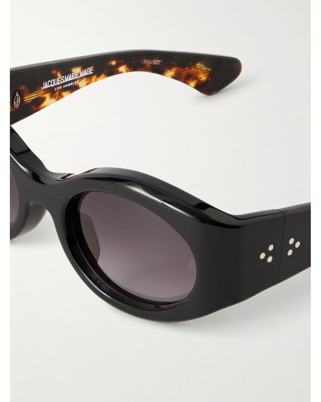 Jacques Marie Mage Black Gia Oversized Oval-Frame Acetate Sunglasses