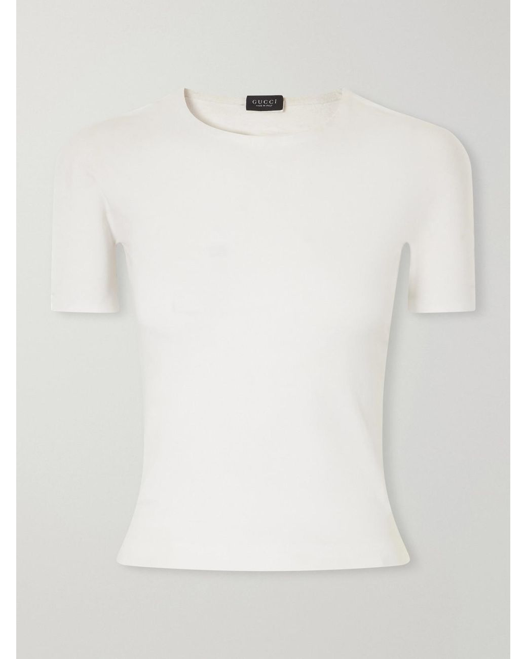 Gucci White Stretch-Jersey T-Shirt