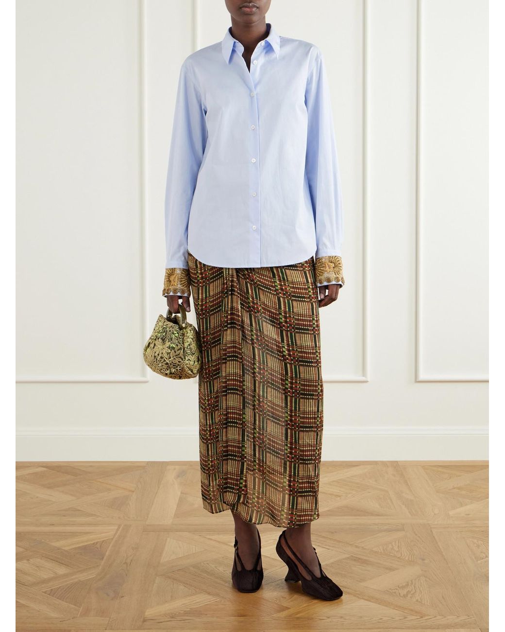 Dries Van Noten White Embroidered Cotton-Poplin Shirt