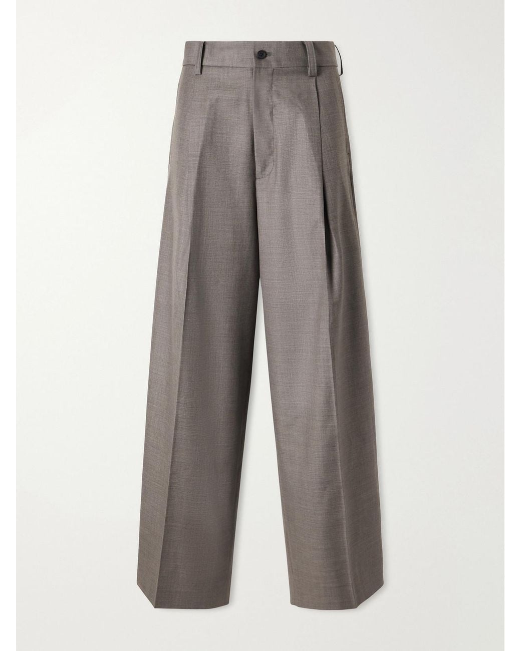 Ssstein Gray Wool Pleated Wide-Leg Pants