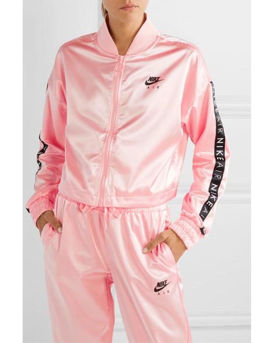 Nike Air Bedruckte Trainingsjacke Aus Satin in Pink | Lyst DE