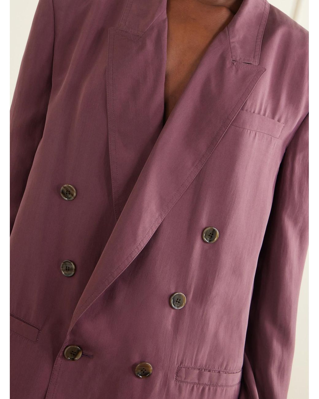 Saint Laurent Purple Double-Breasted Silk-Habotai Blazer