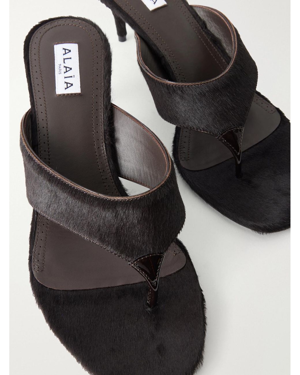 Alaïa Brown Infra 55 Calf Hair Sandals