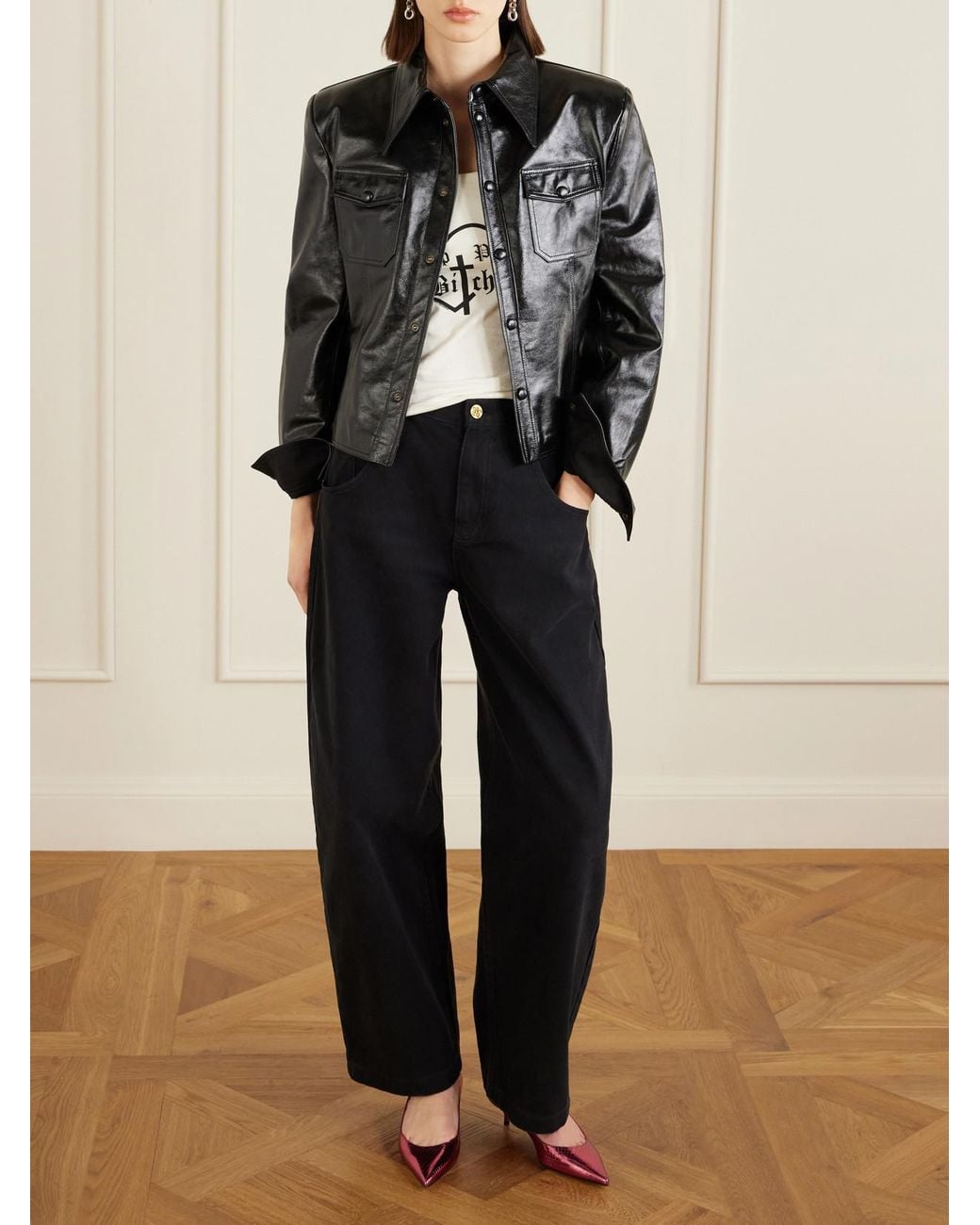 Willy Chavarria Blue Bad Girl High-Rise Barrel-Leg Jeans