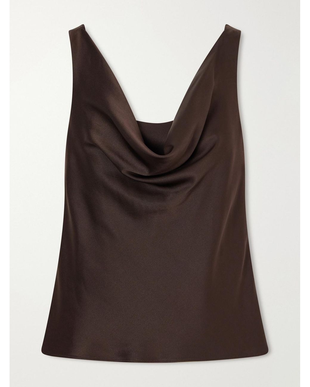 Brunello Cucinelli Brown Silk-Satin Tank