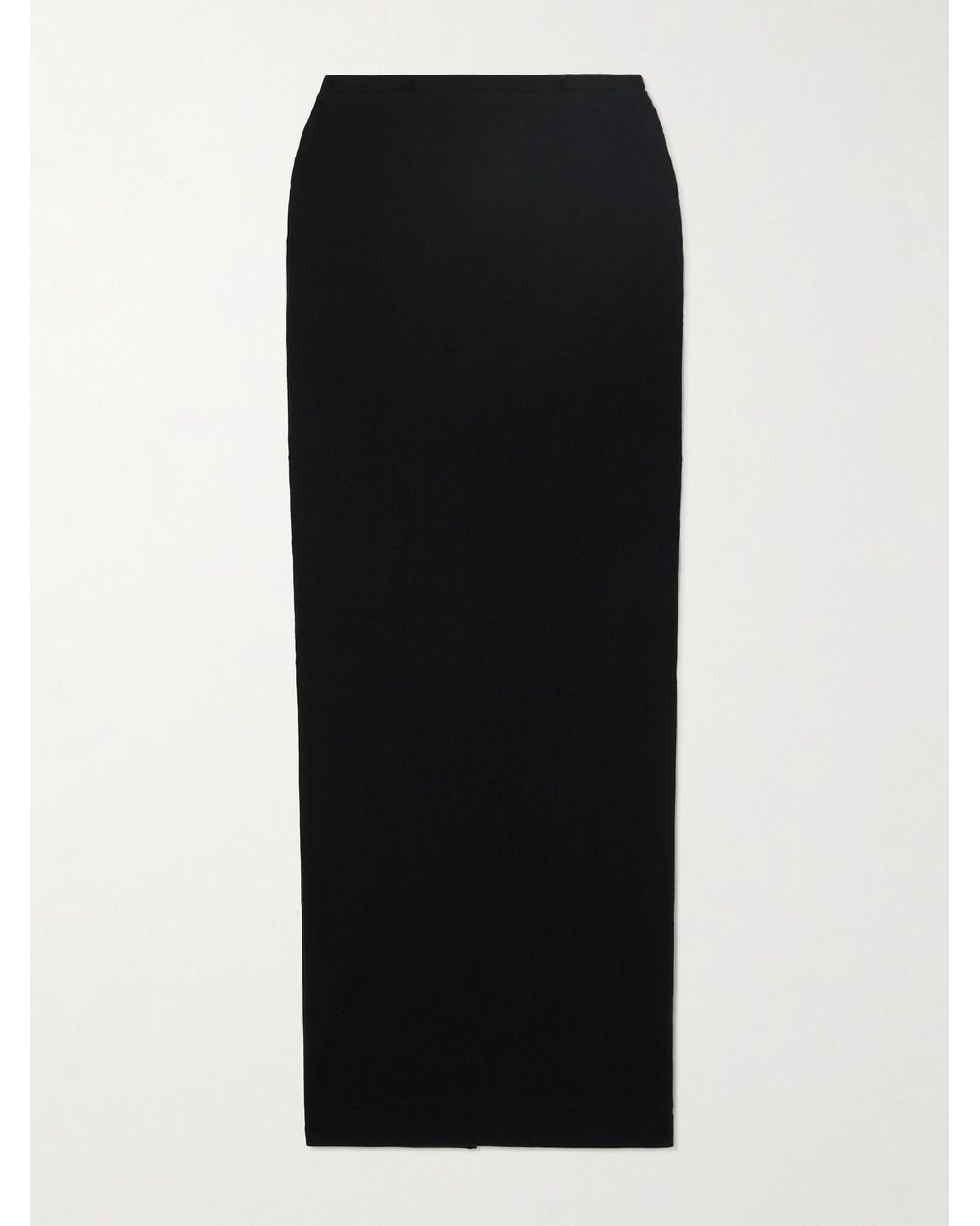 ÉTERNE Black Emma Ribbed Stretch-Jersey Maxi Skirt