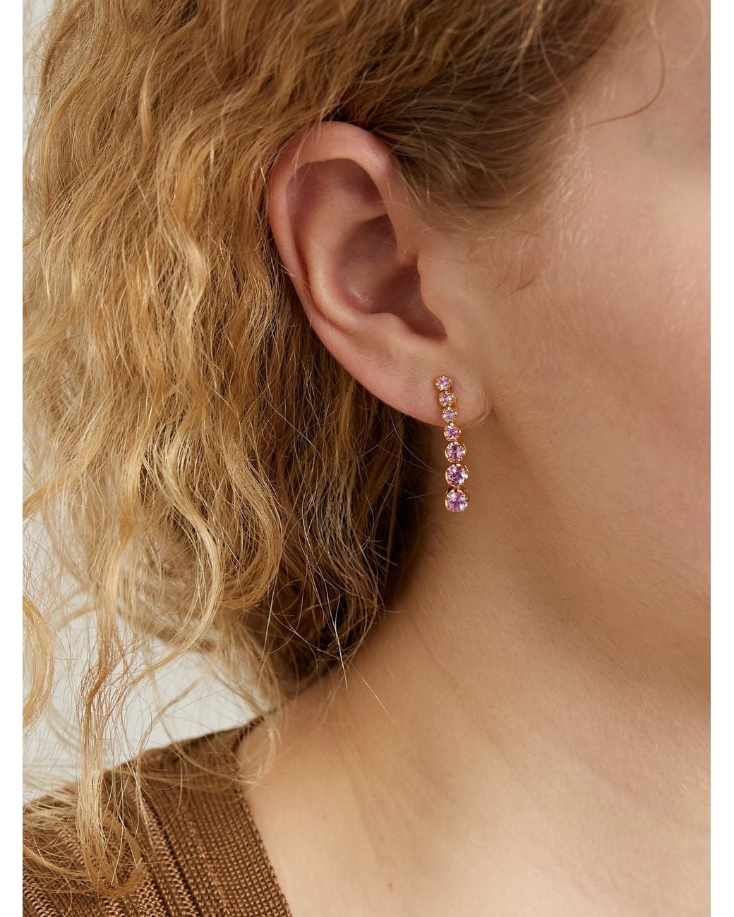 Jennifer Meyer White Small Graduated 18-Karat Sapphire Earrings