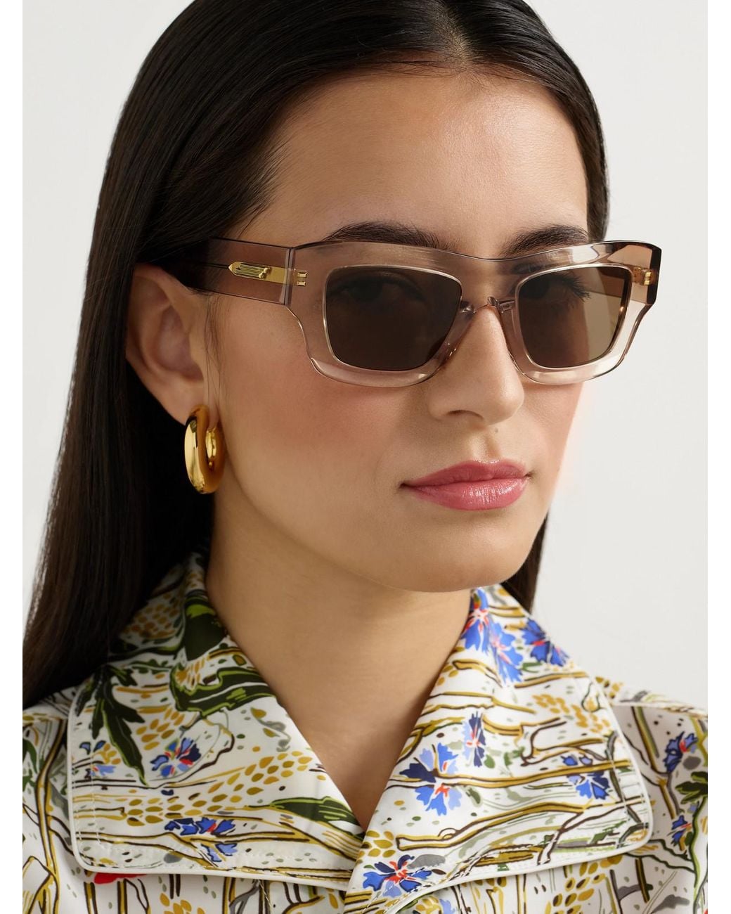 Bottega Veneta Brown Square-Frame Acetate Sunglasses