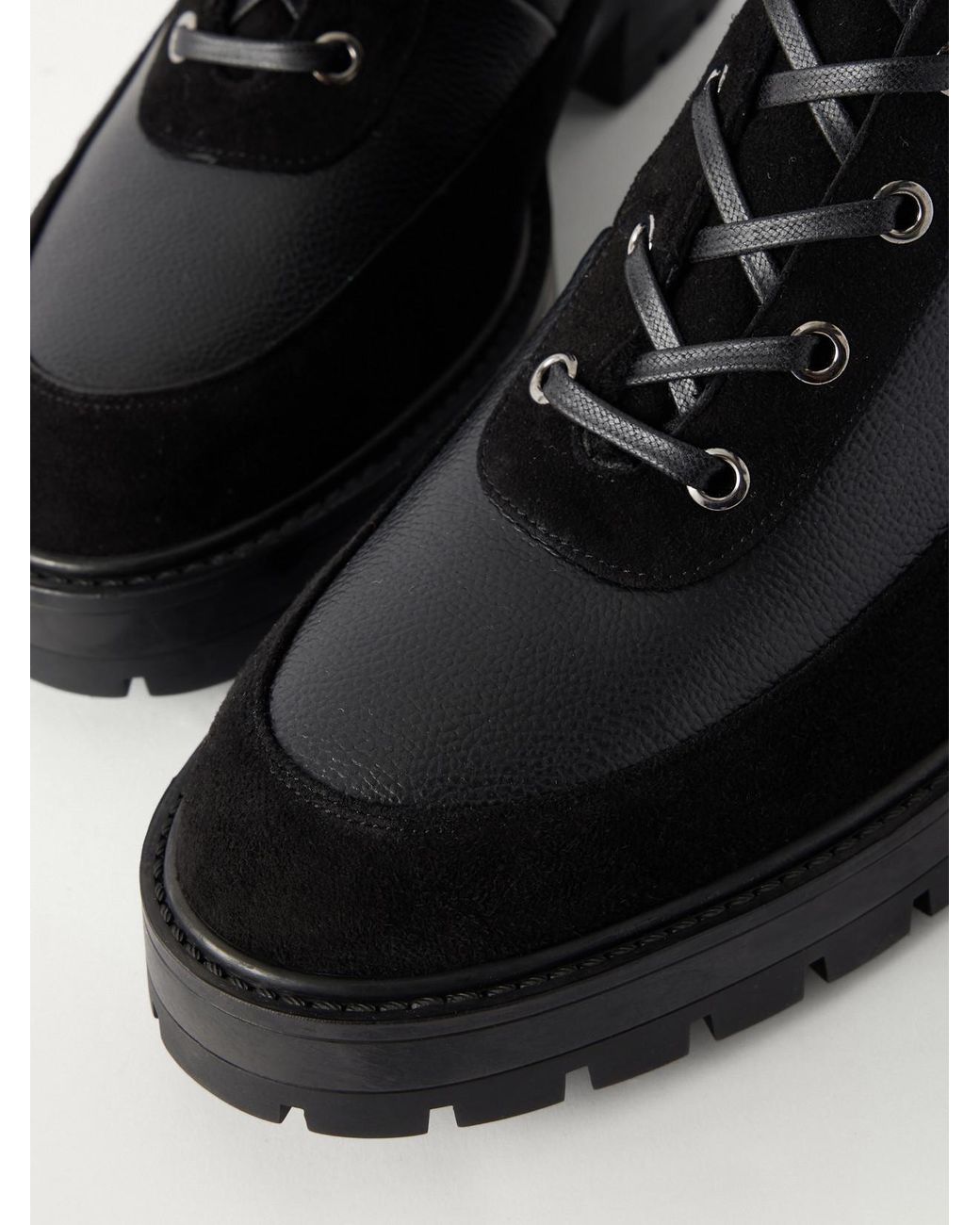 Aquazzura Black Very Cortina Shearling And Suede-Trimmed Leather Ankle Boots