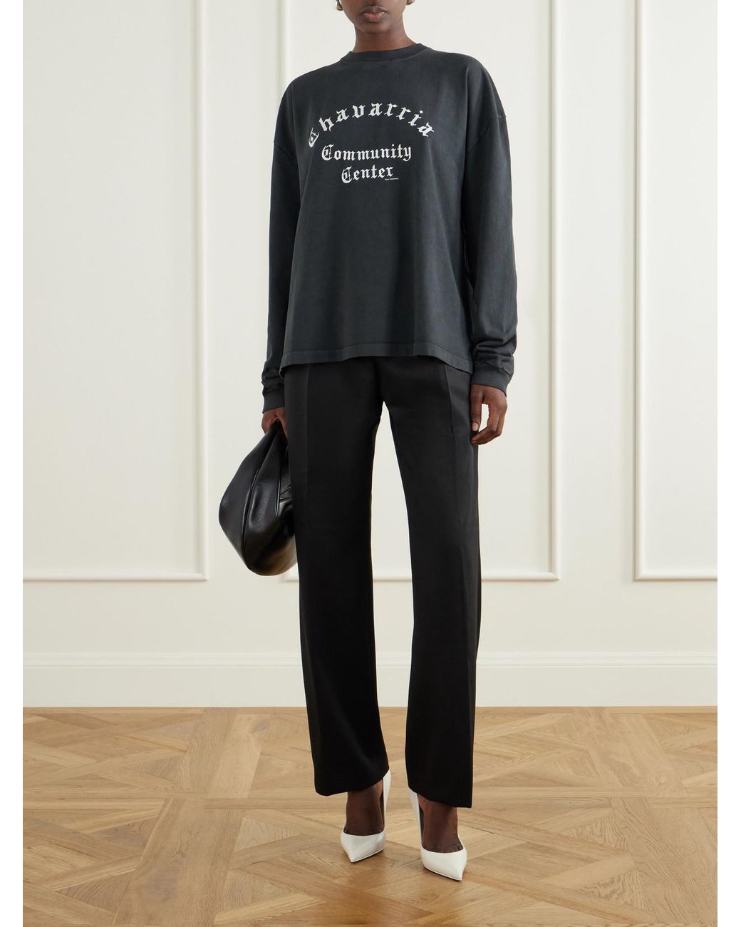 Willy Chavarria Black Pleated Wool-Blend High-Rise Straight-Leg Pants