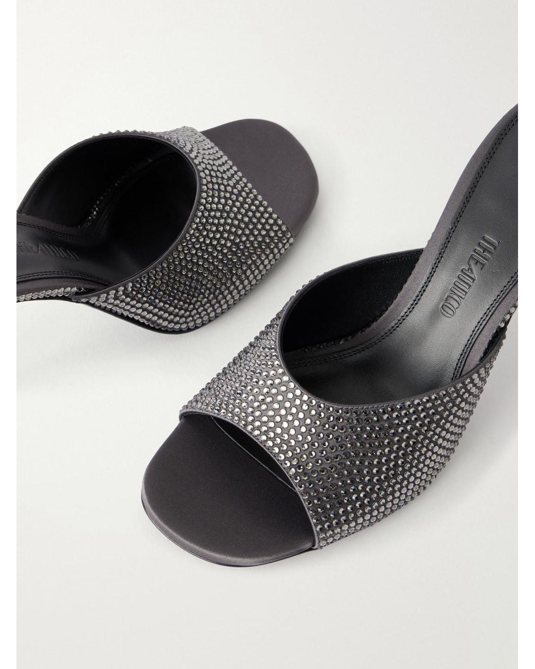 The Attico Gray Betta 95 Crystal-Embellished Satin Sandals