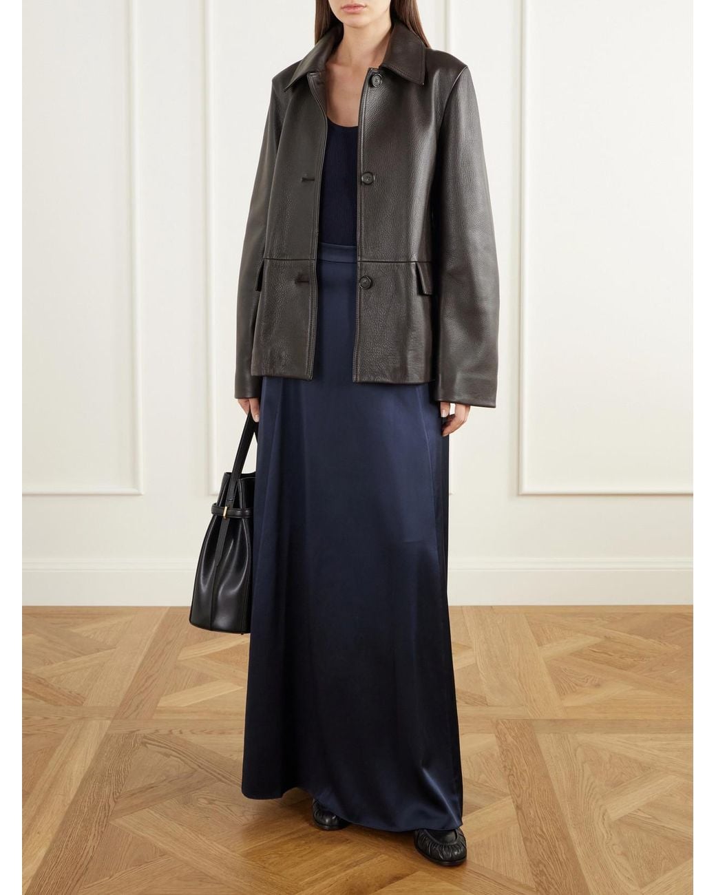 Twp Blue Silk-Satin Maxi Skirt
