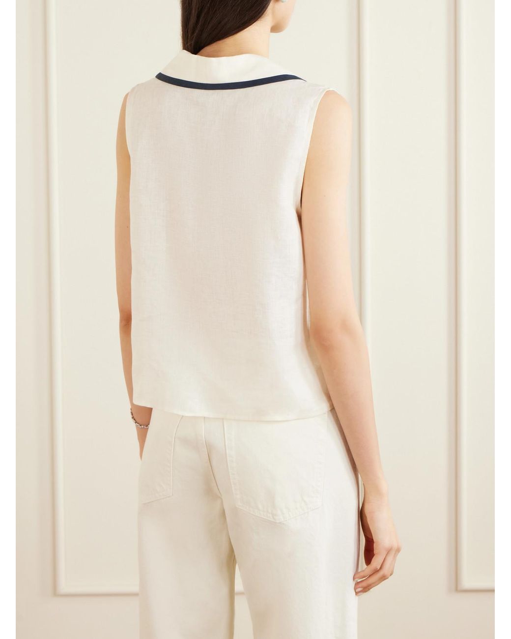 FRAME Natural Cabana Linen Top