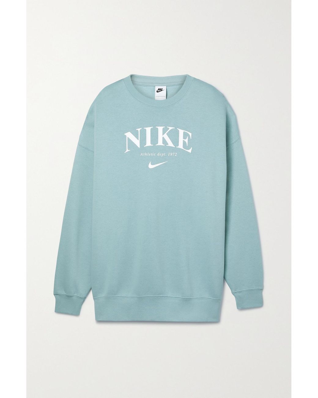 Nike Sportswear Essentials Oversized Printed Cotton-blend Jersey Sweatshirt  in Blue | Lyst UK