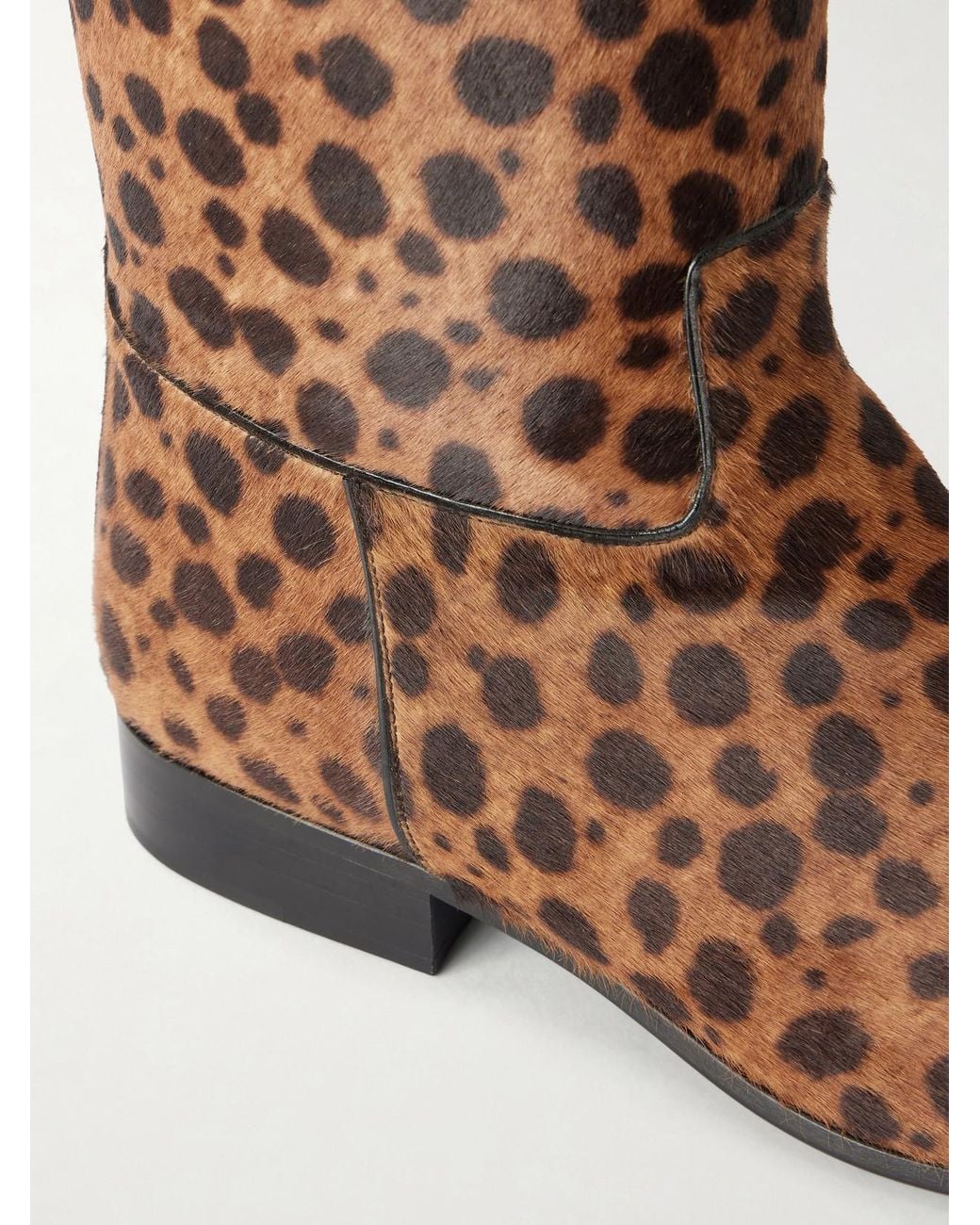 Herbert Levine Brown Rein It Animal-Print Pony-Hair Knee Boots