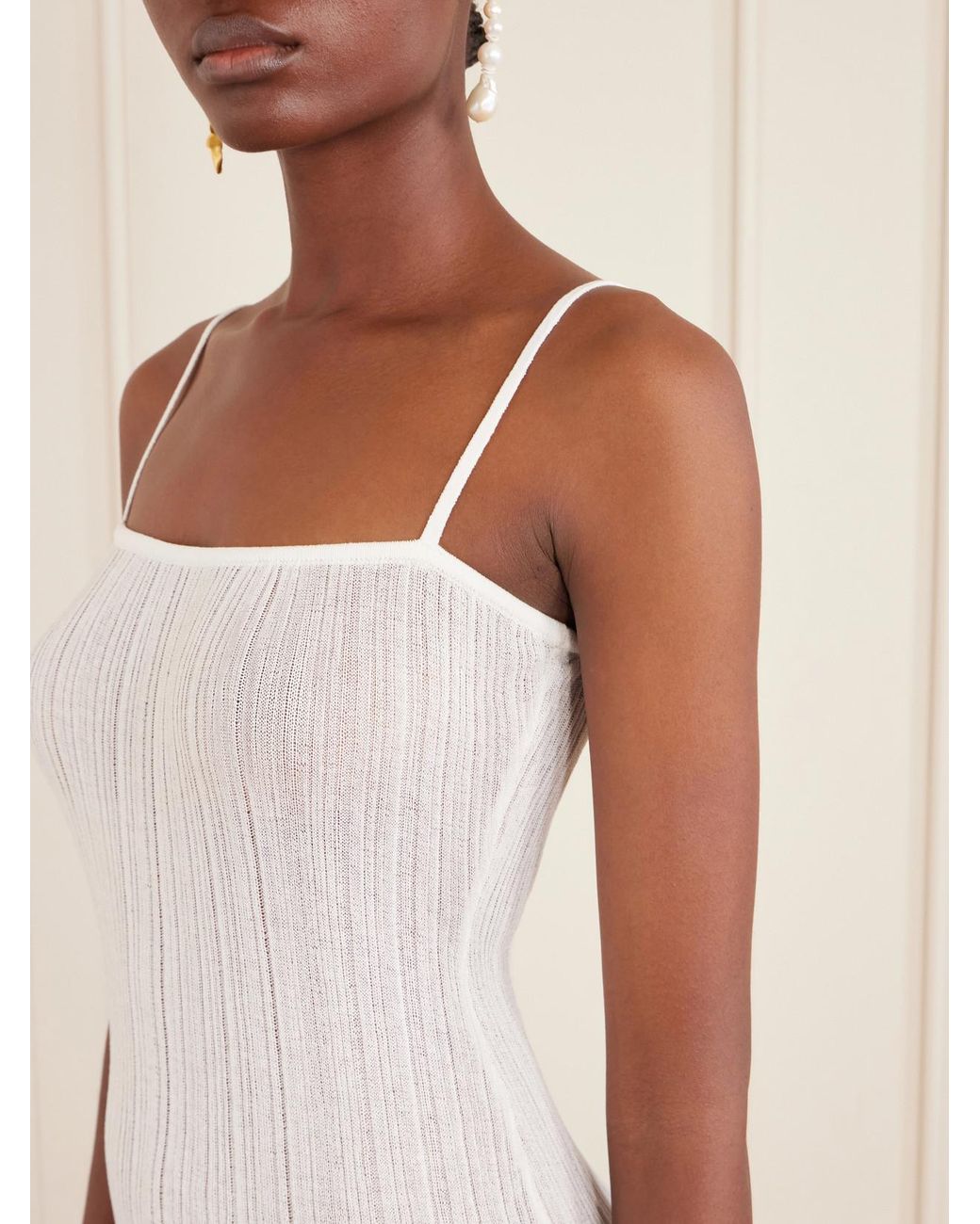 Haight White Ivana Ribbed-Knit Top