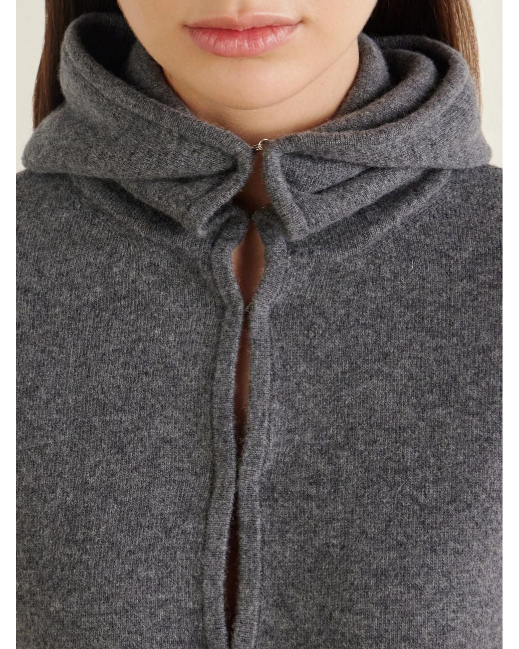 Colleen Allen Gray Hooded Merino Wool Cardigan