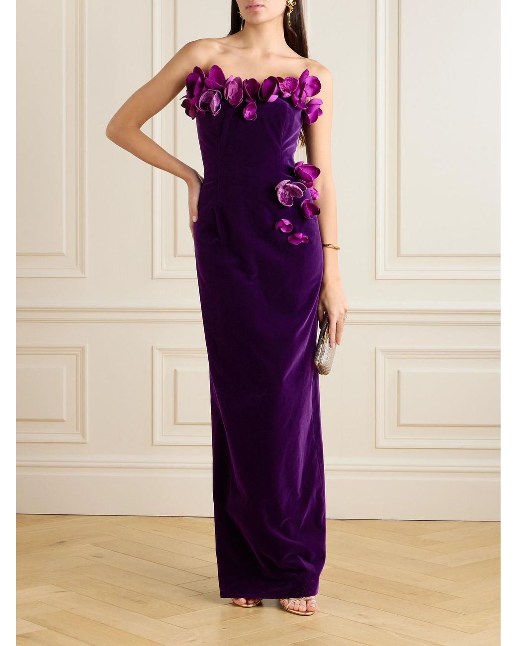 oscar de la renta purple dress $5290 NEW Oscar de la Renta Cape Pleated Silk Lame Caftan Purple Dress Gown  2 4