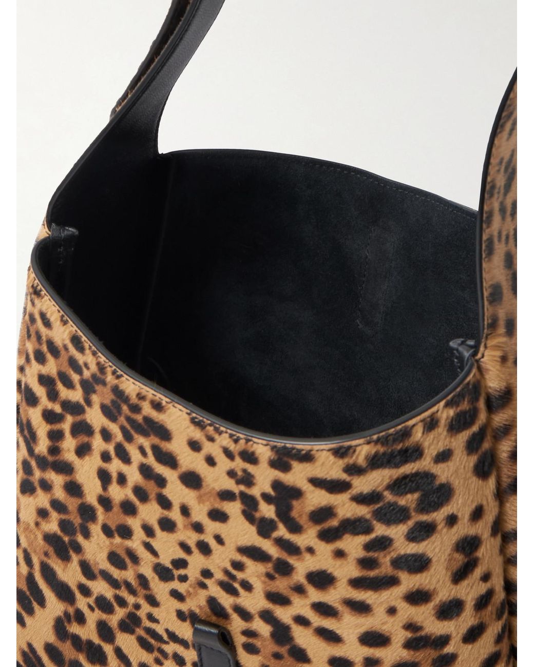 Saint Laurent White Le 5 À 7 Small Embellished Leather-Trimmed Leopard-Print Calf Hair Shoulder Bag