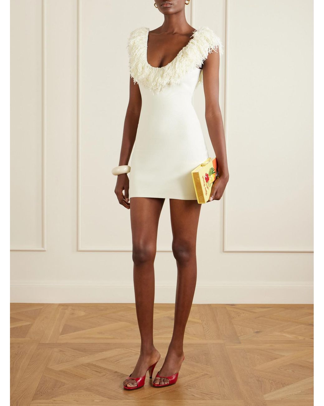 Olympia Le-Tan Yellow Rum Punch Appliquéd Embroidered Canvas Clutch