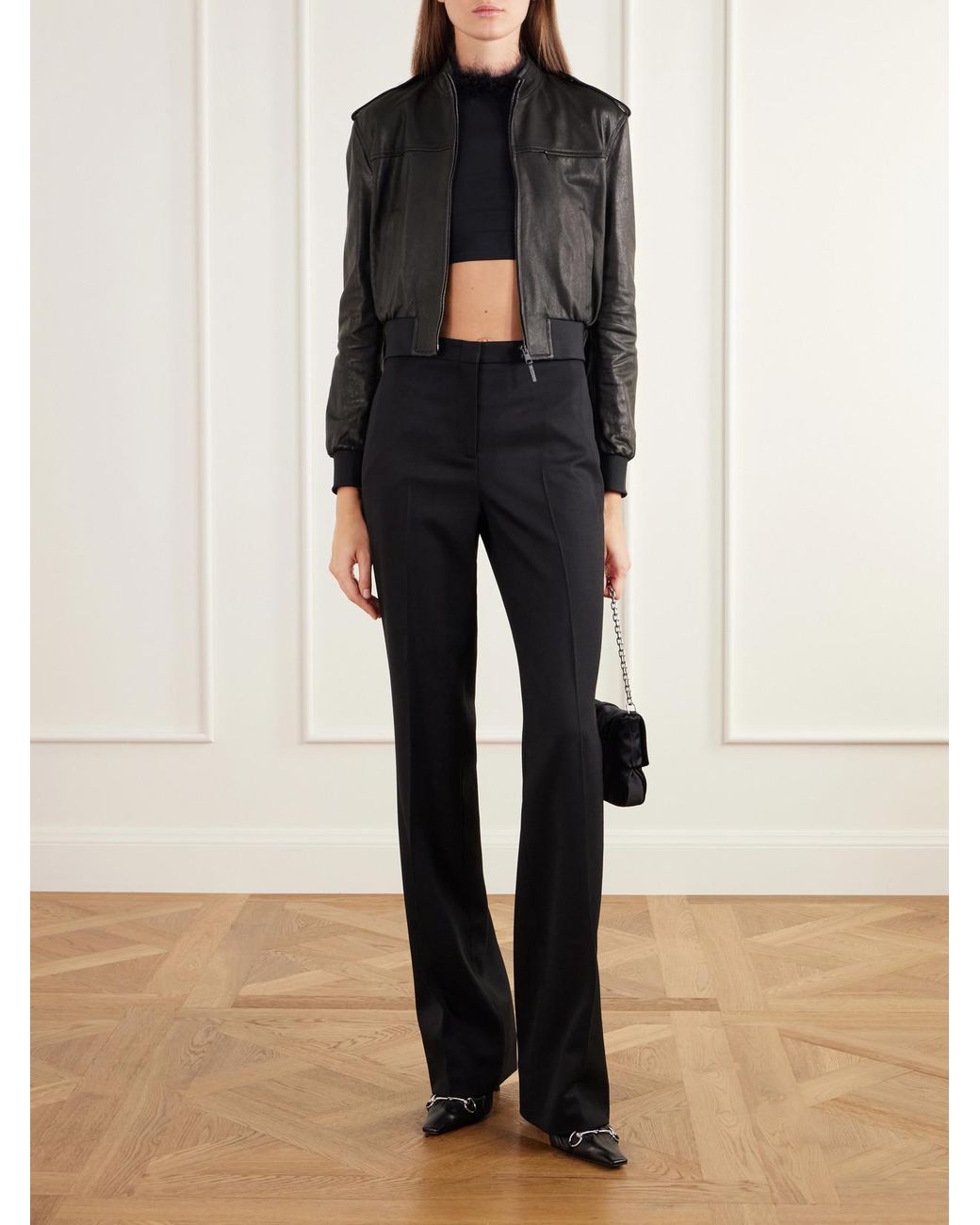 Gucci Blue Wool-Blend Crepe Flared Pants