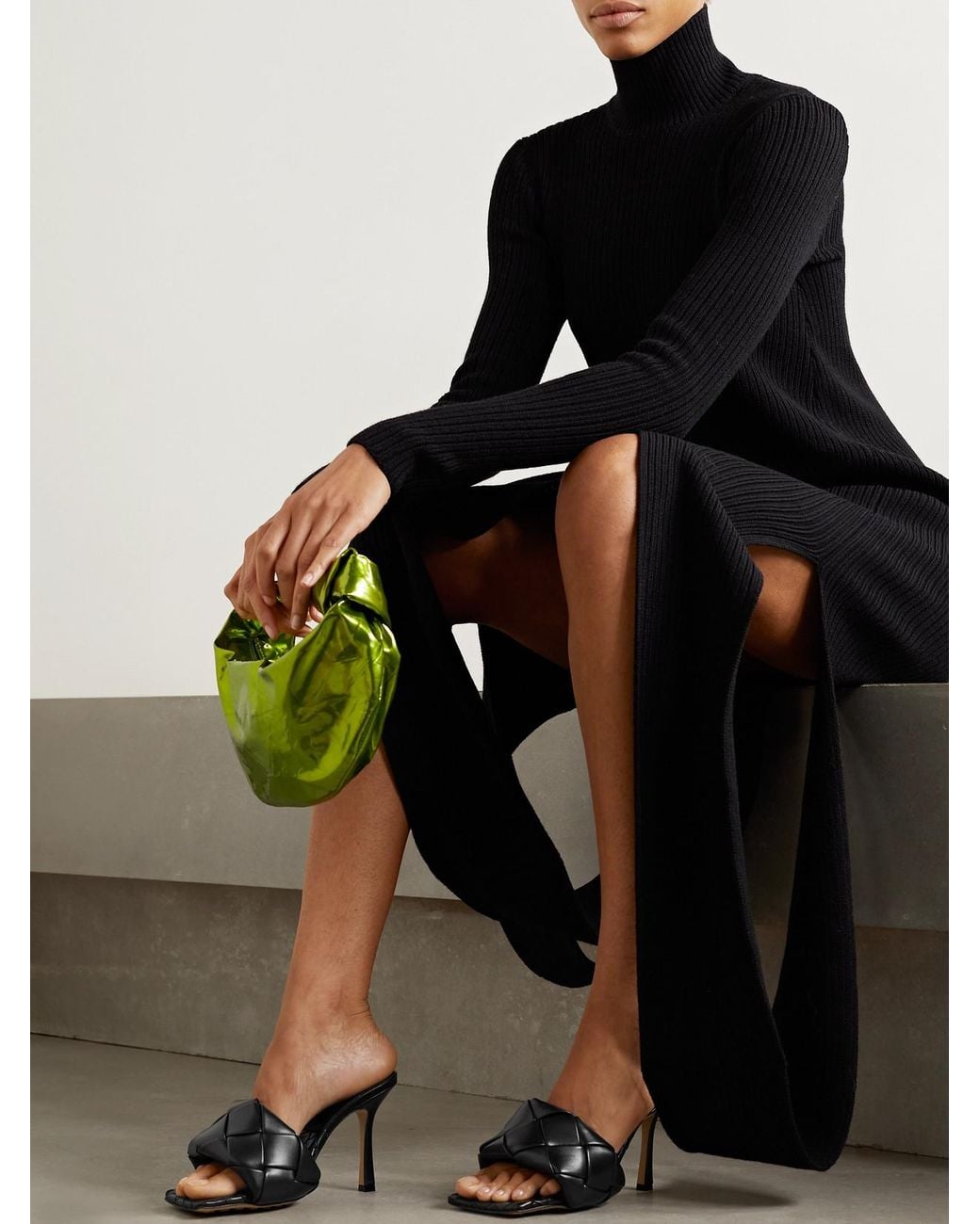 Bottega Veneta Black Quilted Leather Lido Mules 90