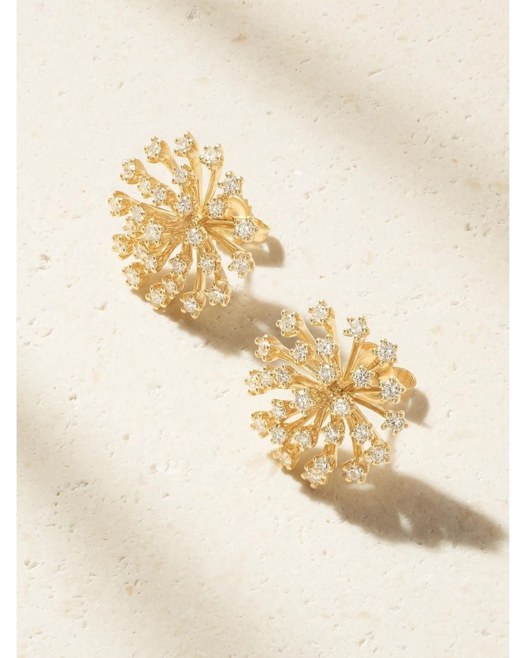 Sydney Evan Natural Burst Flower 14-Karat Diamond Earrings