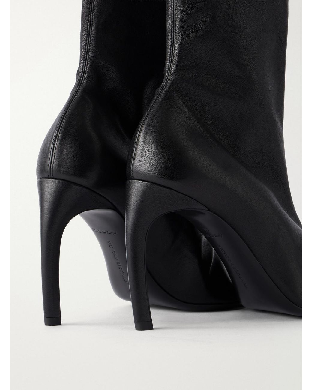Victoria Beckham Black Harlow Distressed Leather Ankle Boots