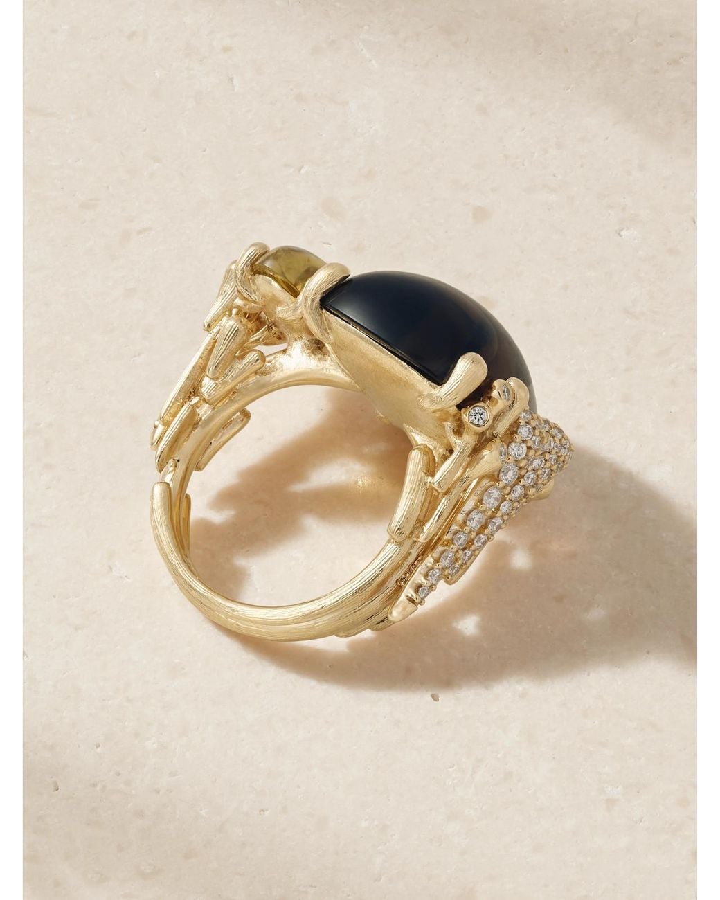 Ole Lynggaard Copenhagen Natural Boho 18-Karat, Quartz, Tourmaline And Diamond Ring