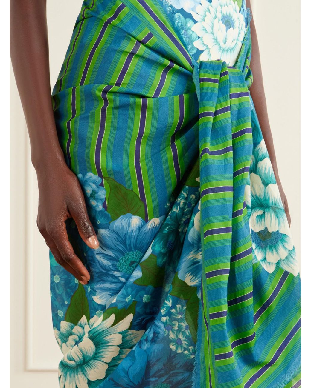 ALÉMAIS Blue Margo Printed Organic Cotton-Voile Pareo
