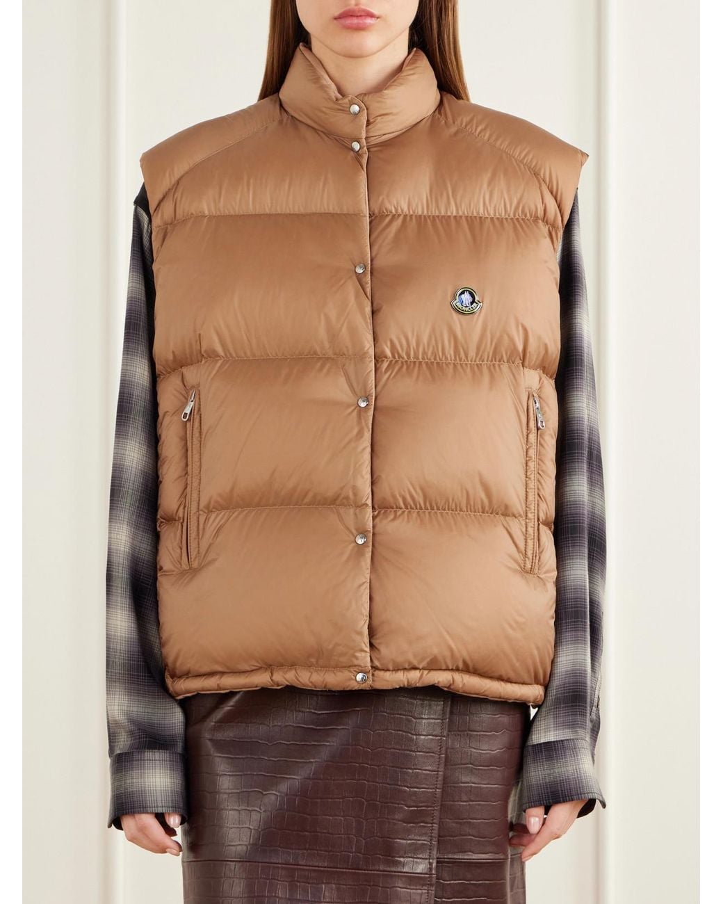 Moncler Natural Logo-Appliquéd Quilted Shell Down Vest