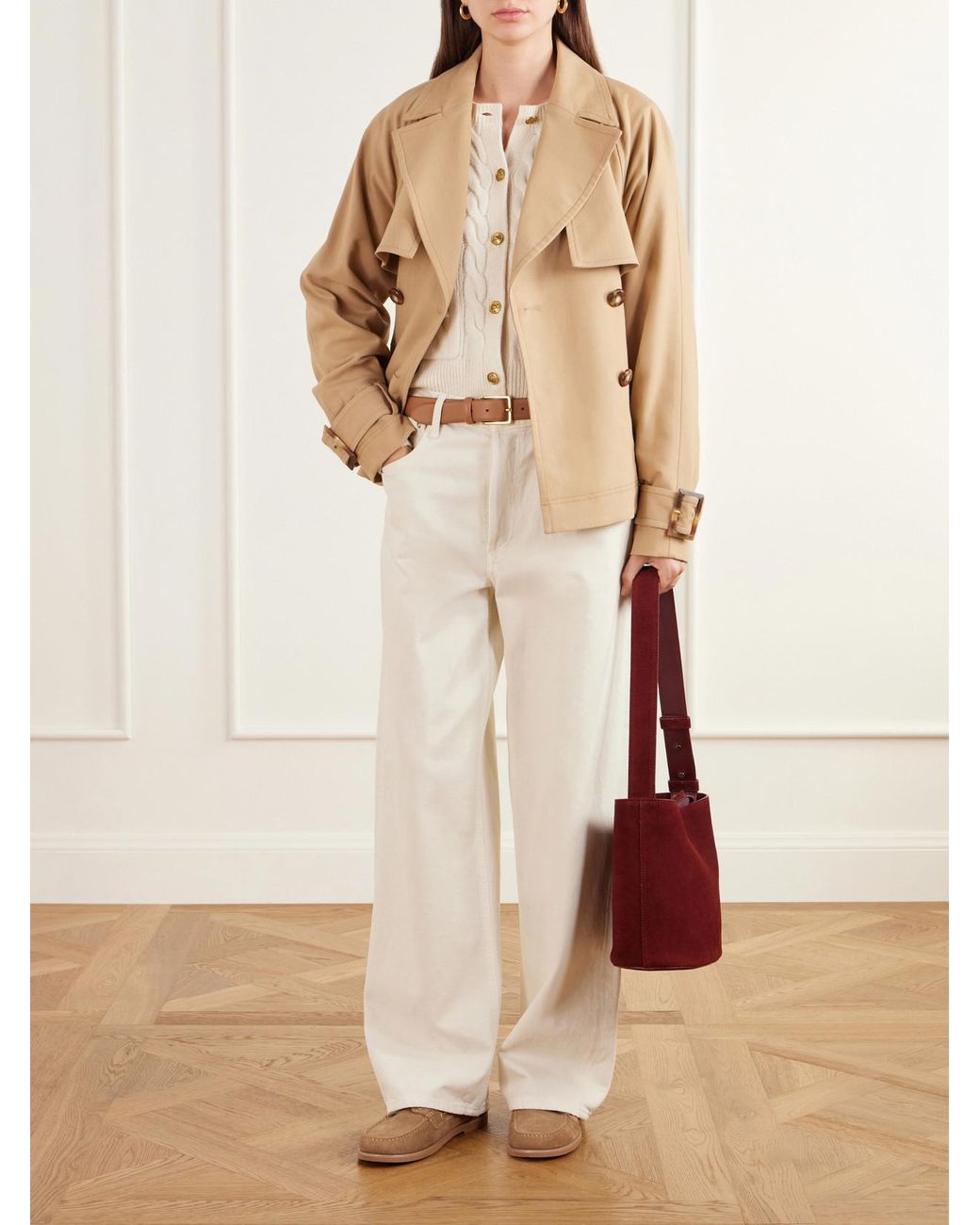 Polo Ralph Lauren Natural Cropped Cable-Knit Wool And Cashmere-Blend Cardigan