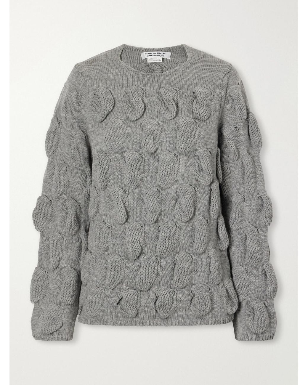 Comme des Garçons Gray Cable-Knit Wool Sweater