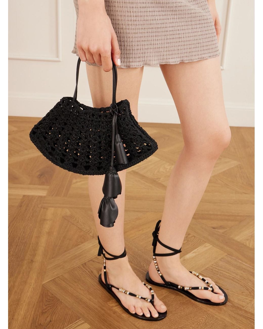 Magda Butrym Black Maya Crocheted Leather Top-Handle Bag