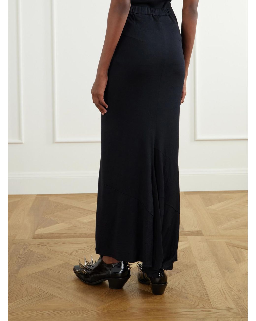 Junya Watanabe Black Wool-Jersey Maxi Skirt