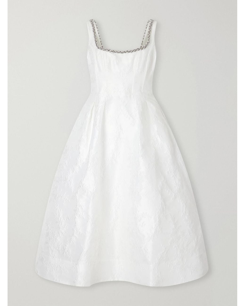 Rebecca Vallance White Revolution Bead-Embellished Floral-Jacquard Cloqué Gown