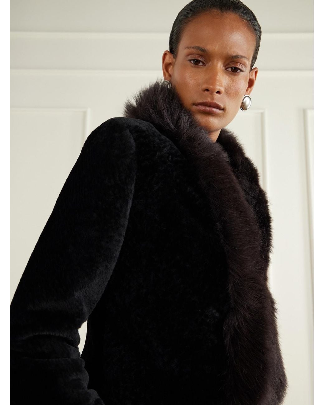 Nour Hammour Black Sofie Shearling Jacket