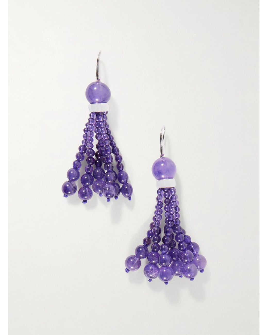 Le Sundial Purple Venice Opera Tasseled Sterling Amerthyst Earrings