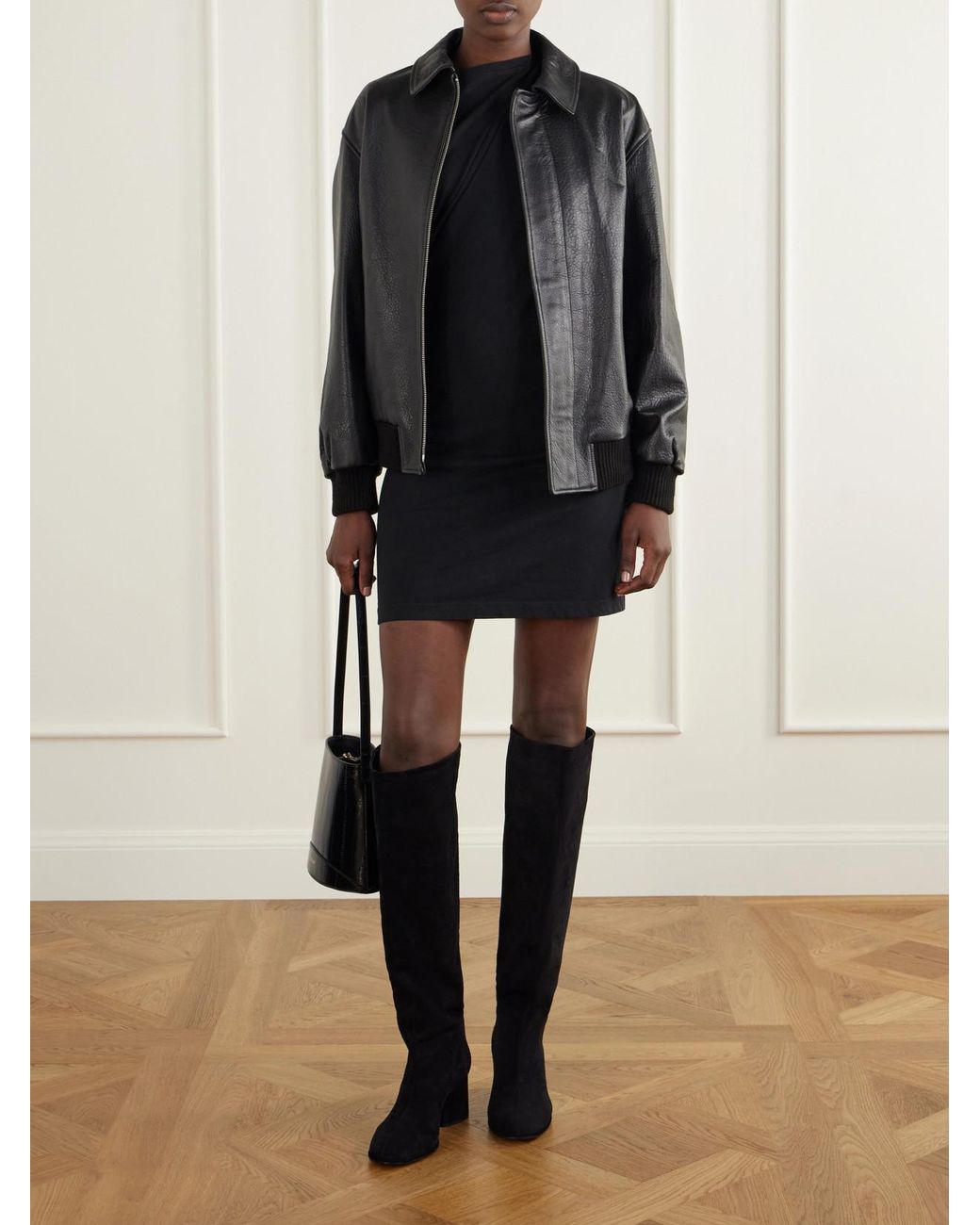 Aeyde Black Almut Suede Knee Boots