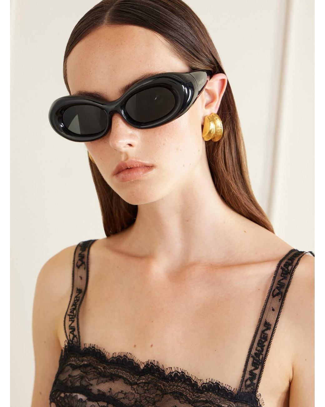 Saint Laurent Black Sl 968 Round-Frame Injected Sunglasses