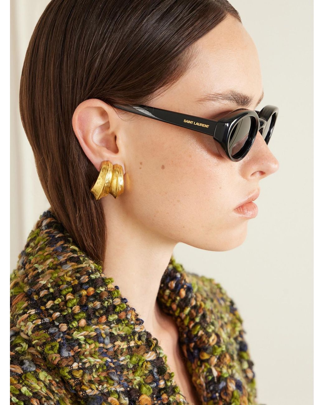 Saint Laurent Gray Sl 567 Plump Cat-Eye Injected Sunglasses