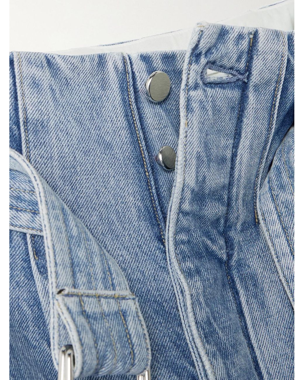 Agolde Blue Maria Mcmanus Corset Wide Leg Belted Pintucked High-Rise Jeans