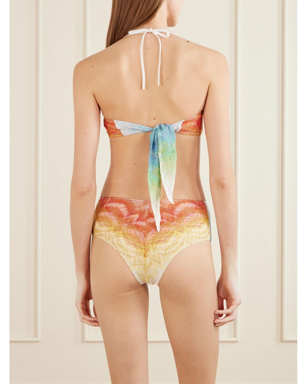 Missoni Blue Striped Crochet-Knit Triangle Bikini
