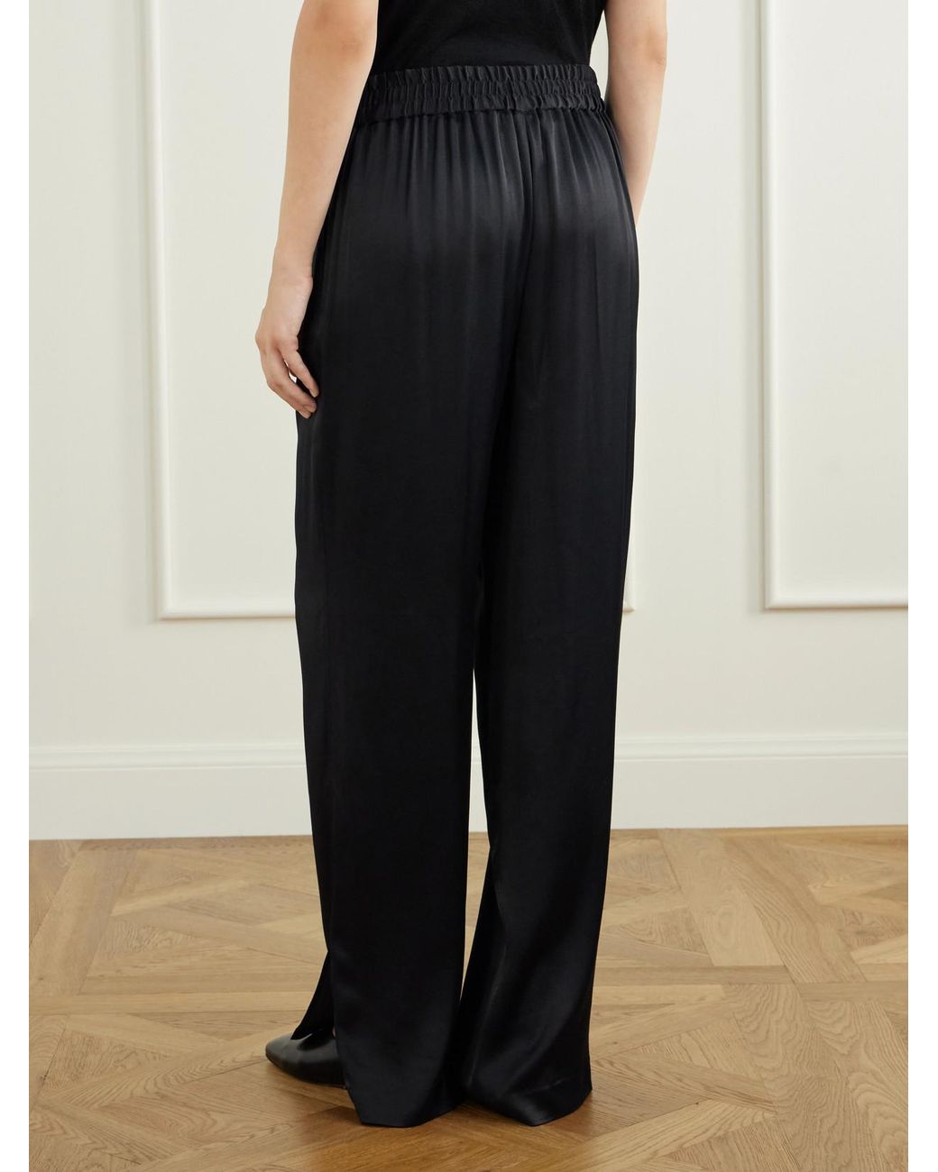 Lisa Yang Blue Satin Straight-Leg Pants