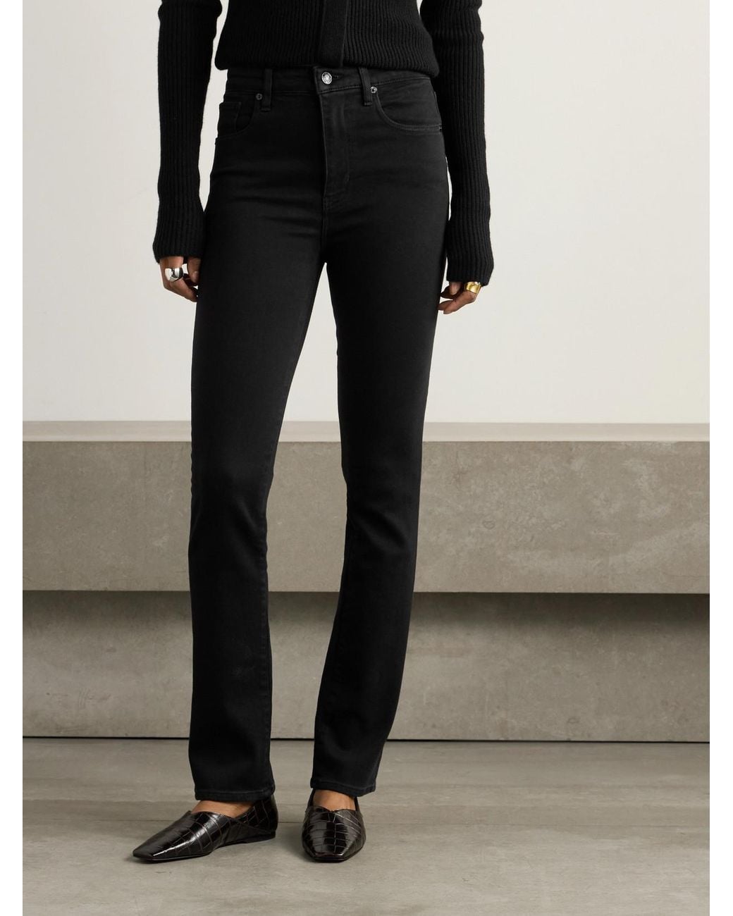 FRAME Black Pencil Super Stretch Mid-Rise Skinny Jeans