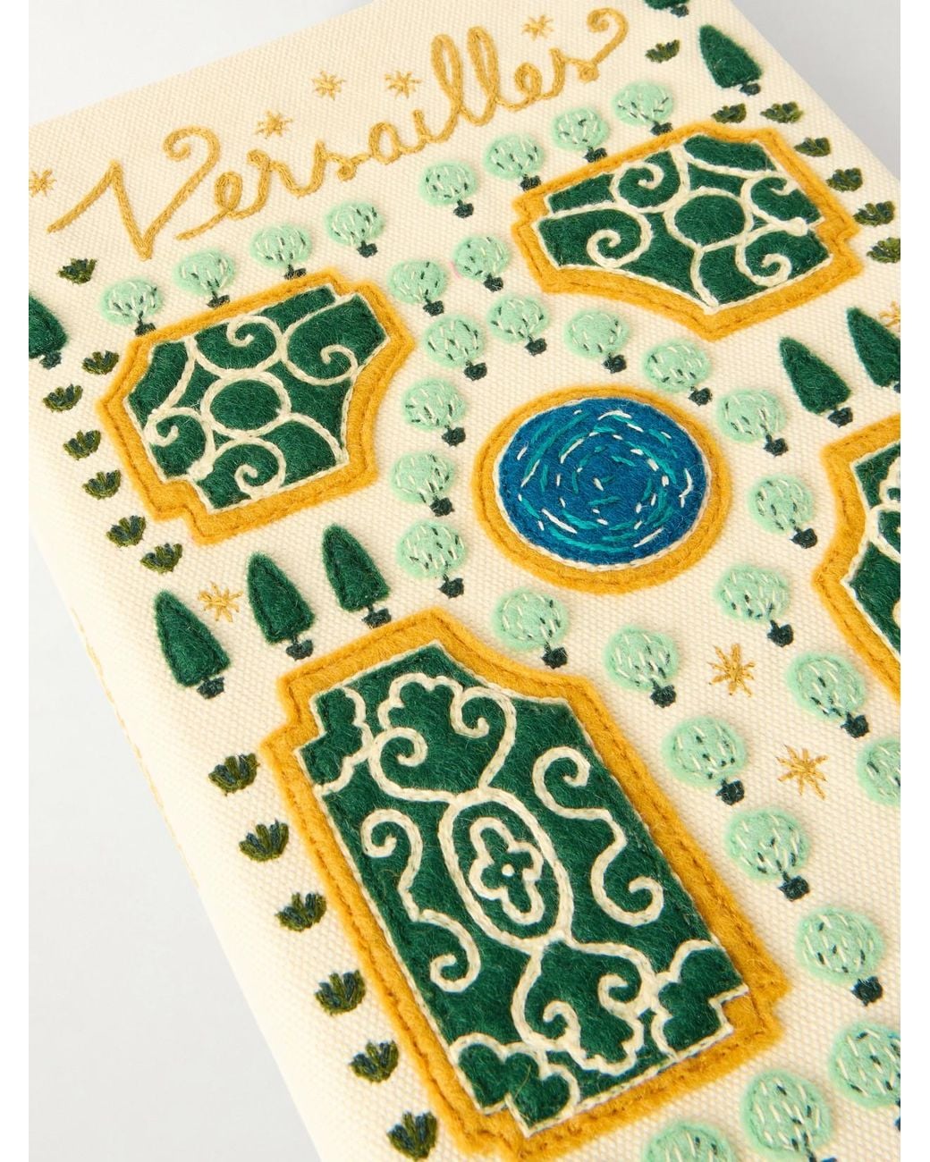 Olympia Le-Tan White Versailles Appliquéd Embroidered Canvas Clutch